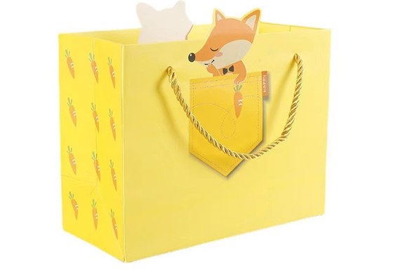 Child Animal Cartoon Cardboard Τσάντα αγορών Συσκευασία δώρου γενεθλίων 150gsm